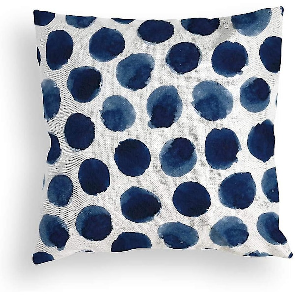 Sæt med 4 dekorative pudebetræk, marineblå marmorprikker havtekstur linnedpude sofa soveværelse bil, boligindretning, 45 x 45 cm -