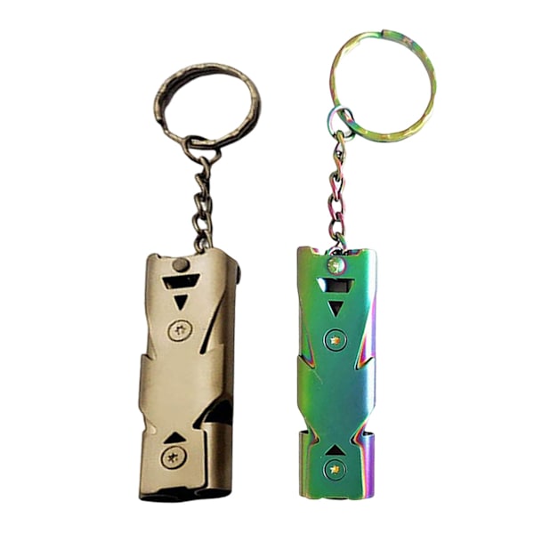 2-pack visselpipor, nödvisselpipa, idrottslektioner, visselpipa med nyckelring för skola, gym, utomhus, camping, fiske, vandring, jakt, överlevnad,