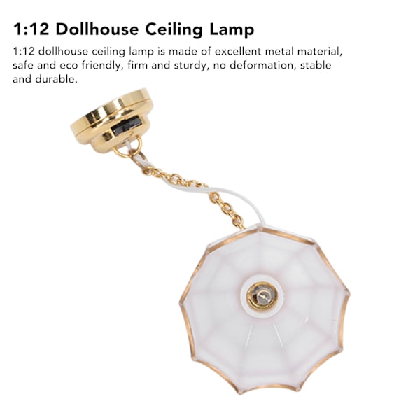 1:12 Dukkehus Loftlampe Model Metal Hvid Miniature LED Loftlampe Dukkehus Dekorationstilbehør