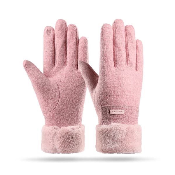 Dame vinter varme touchscreen handsker med fleeceforede strikkede vinterhandsker til koldt vejr