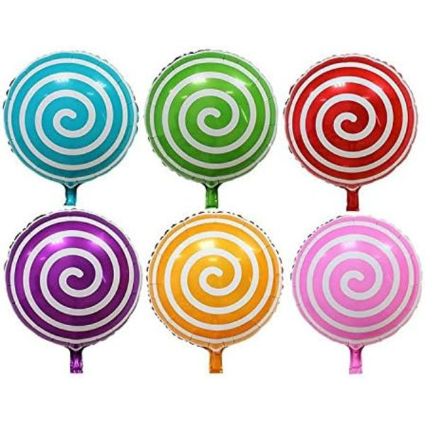 18\" Farverige Slikkepind Balloner Slik Folie Balloner Spiral Mylar Balloner til Festdekoration, Pakke med 24