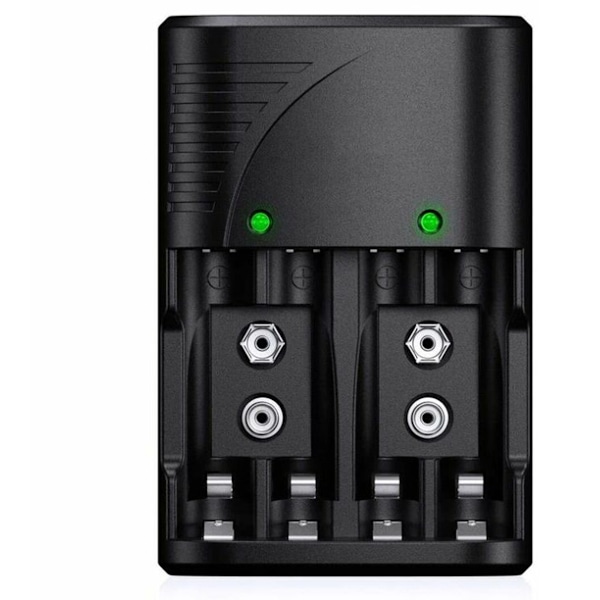 Universell batteriladdare, snabbladdare för AA/AAA eller 9V uppladdningsbara batterier 6802 med LED-indikator, världsomspännande spänning 100-240V