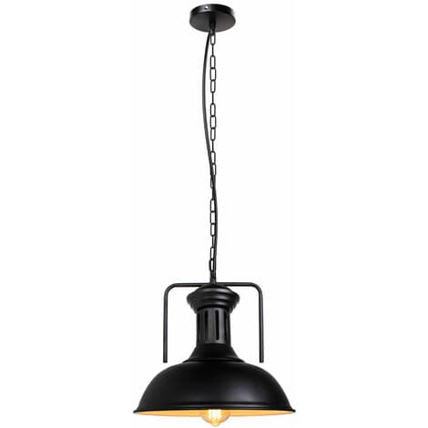 Vintage Industri Pendel E27 33cm Loft Lysekrone Belysning Dekor Sort