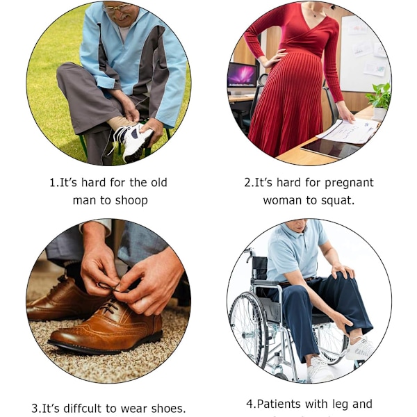 4PCS Lazy Shoes Hjälpare, Sock Slider Handled, Sko Lyft Hjälpare för Seniorer Äldre, Passar Alla Skor(Blå)