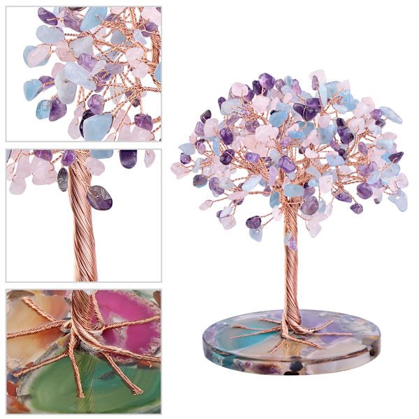 Bergkristall Gem Tree of Life-Feng Shui Bonsai Cash Tree Heminredning