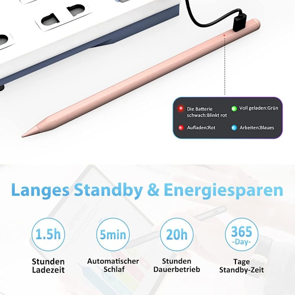 Mixoo Stylus Pen til iPad Aktiv Stylus Pen til Touchscreen Genopladelig Tablet Pen med To 1,2mm Spidser, Kompatibel med