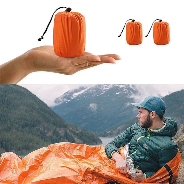 PE Nödtermisk Vattentät Sovsäck Camping Överlevnad e Förvaringspåse (1 Set)