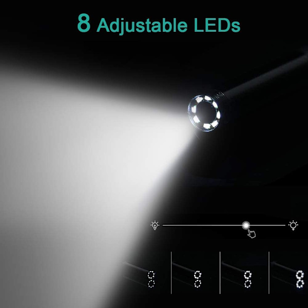 Trådlös endoskop WiFi inspektionskamera Borescope Vattentät IP68 Halvstyv kabel för iOS Android iPhone Windows Mac