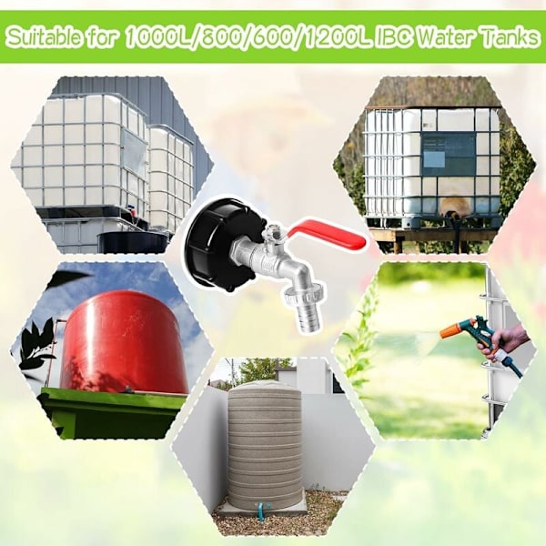 IBC Tank Adapter 1/2\" IBC Connector IBC Regnvandsopsamler Vandhane Messing Vandhanetilslutning S60X6 Tank Vandhane 1000L Tank Adapter