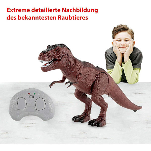 Fjernstyret Tyrannosaurus Rex dinosaur til børn med lyd og gåfunktion, dinosaurmodel