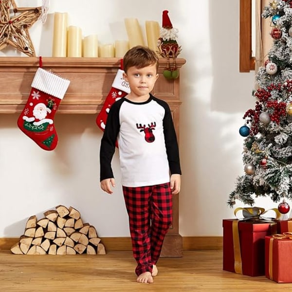 Matchande familj barnpyjamas set jul pyjamas brevtryck topp och rutig byxa pyjamas nattkläder