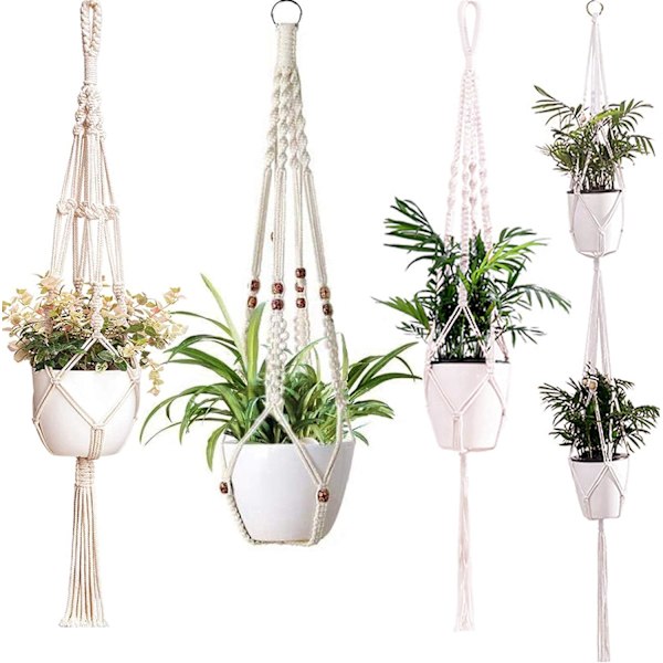 Macramé växt hängare, stark & utsökt Macramé växt rep hängare krukhållare - bomullsrep - 4 ben - handvävda Macramé blommor för balkong