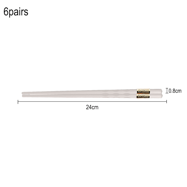 Fiberglas spisepinde, genanvendelige legerings spisepinde skridsikre spisepinde, rillede spisepinde - 6 par