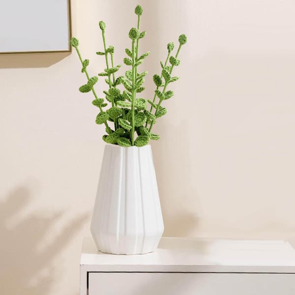 Håndstrikket bukett med simulerte heklede ull-falske blomster små tusenfryd