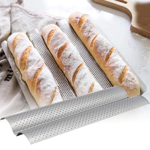 2 Rums Baguette Bageplade Nonstick Brødbageplade Rustfrit Stål Bageform