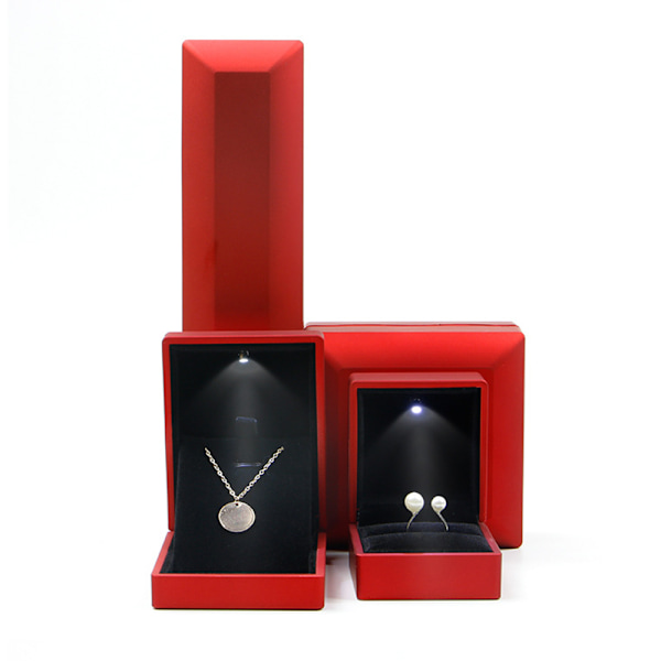 Dam smyckeskrin smyckeskrin, LED-upplyst hänge / armband / halsband smyckeskrin presentförvaring låda (halsbandsstorlek)