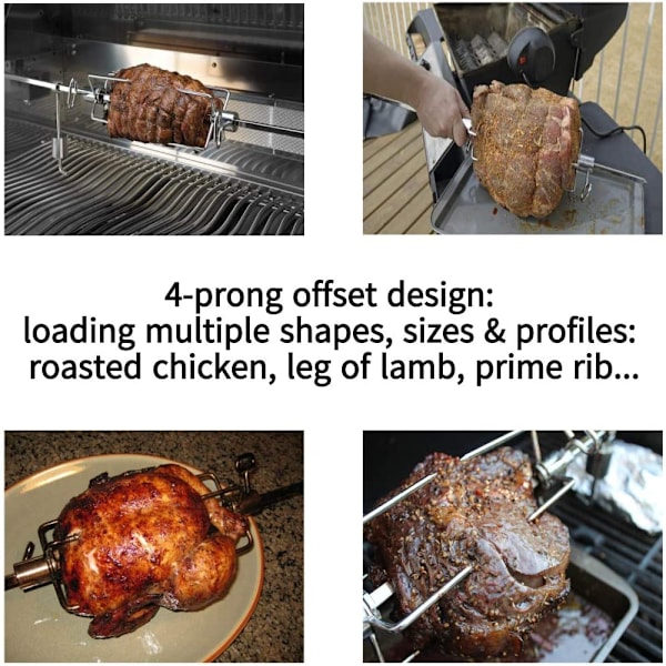 2 stk. Grill Rotationsgrill Gaffel Tilbehør Fødevaregodkendt Grillgaffel 304 Rustfrit Stål Grillgaffel