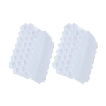 Set med 2 brickor för isbitar, Hexagonform, 37 brickor, Silikon, 20,8x12,5x2,5 cm, Vit