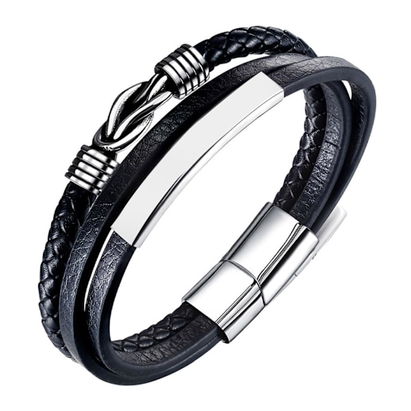 Læderarmbånd til mænd sort, læderarmbånd til mænd, flettet læderarmbånd til mænd, herrearmbånd, den perfekte gave til fars dag
