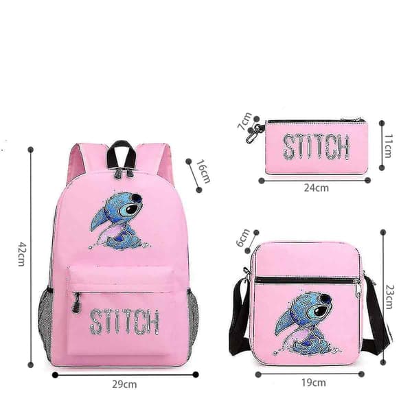 Lilo & Stitch Rygsæk Tre-delt Sæt Skoletaske Farve Pink