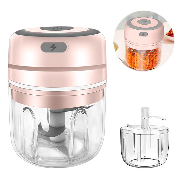 Elektrisk hvidløgshakker, Mini bærbar trådløs foodprocessor, Hvidløgspresser Hakker Knuser, Lille madkværn til at hakke løg og kød