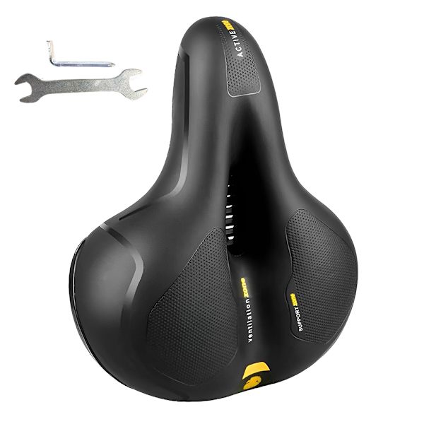 Bekväm cykelsadel, cykelsadel med dubbelfjäder dämpningsboll, ergonomisk cykelsadel herrcykelsadel för mountainbike