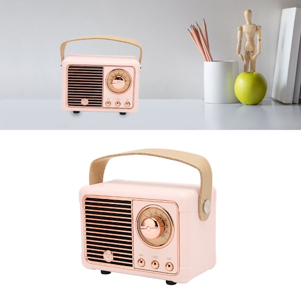 Retro Bluetooth-højttaler HiFi Stereo Hurtig transmission Lavt strømforbrug Bærbar Vintage-højttaler til hjemmet Udendørs Pink