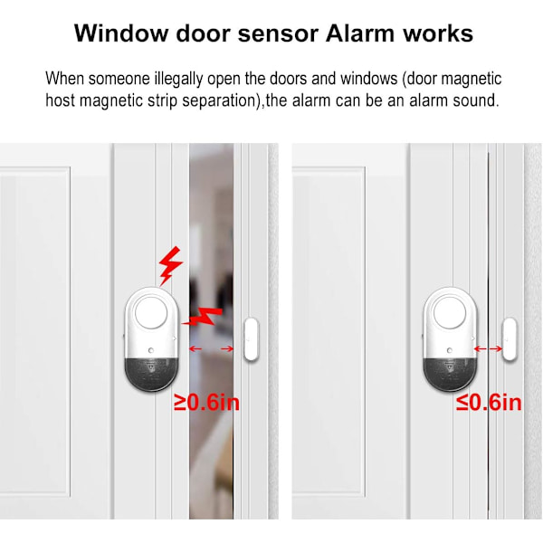 Dörr- och fönsterlarm, 120 dB dörrlarm för barnsäkerhet, fönster- och poolalarm för hemmet