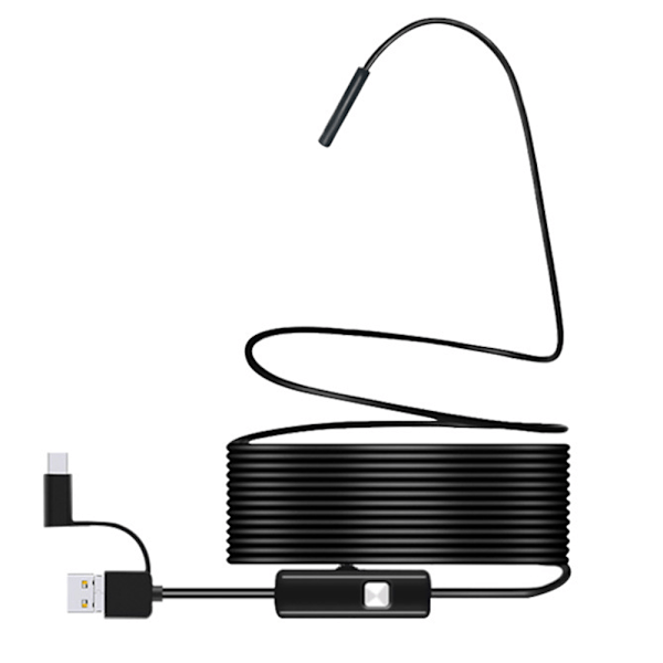 USB Endoskop for Android-telefon, datamaskin, 7 mm boreskop inspeksjonskamera vanntett med 6 LED-lys