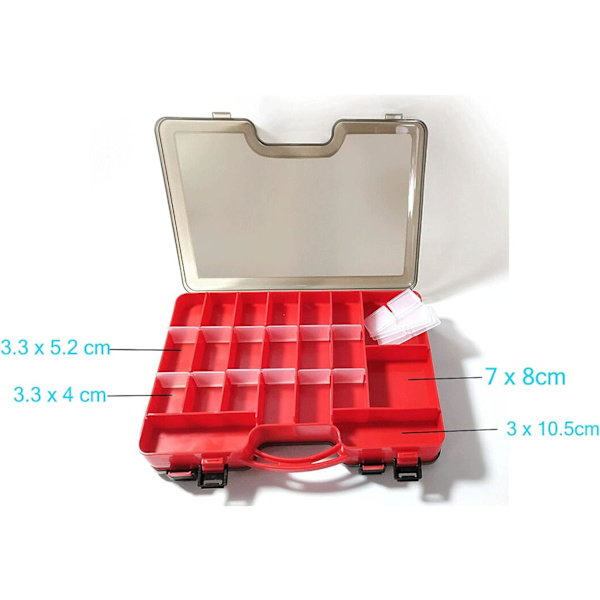 Oppbevaringsboks i plast for sluker, reversibel fiskeboks, 29 x 19 x 5,8 cm