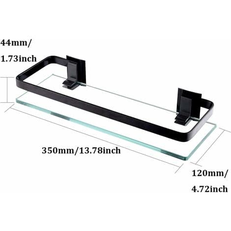 Klar Glas Badeværelsesvæghylde, Badeværelseshylde, Badeværelses Shower Organizer (Sort)
