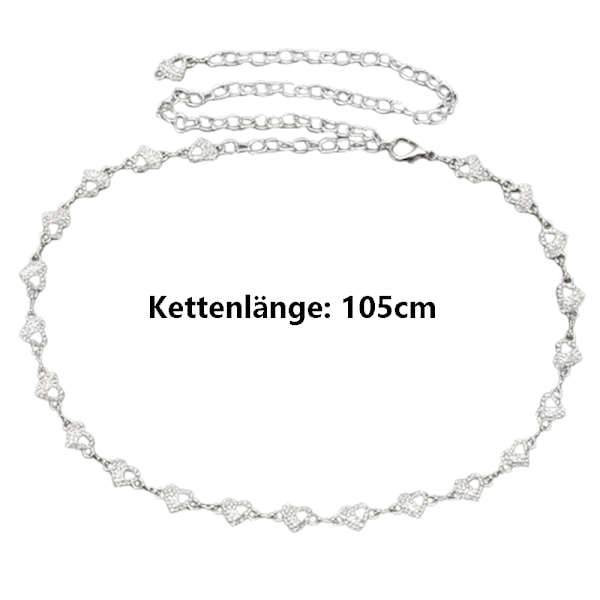 Tyndt metalbælte med rhinestone perlehjerte sæt - 11035 - Style A