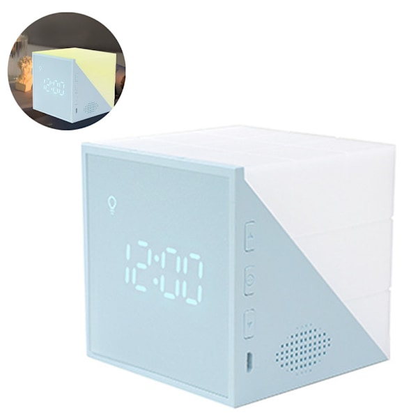Vækkeur, Moderne Multifunktionel LED Vækkeur Terning Timer, Termometer Kreativt LED natlys tegneserie vækkeur usb opladning farverig
