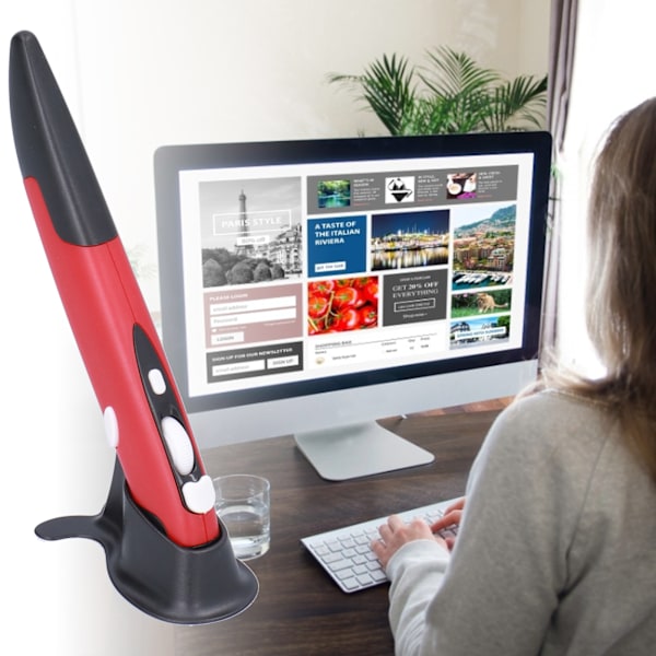 Mus Pen Trådløs 2.4G Kreativitet Ekstremt Handover Computer Stylus til PC Laptop Sort Rød