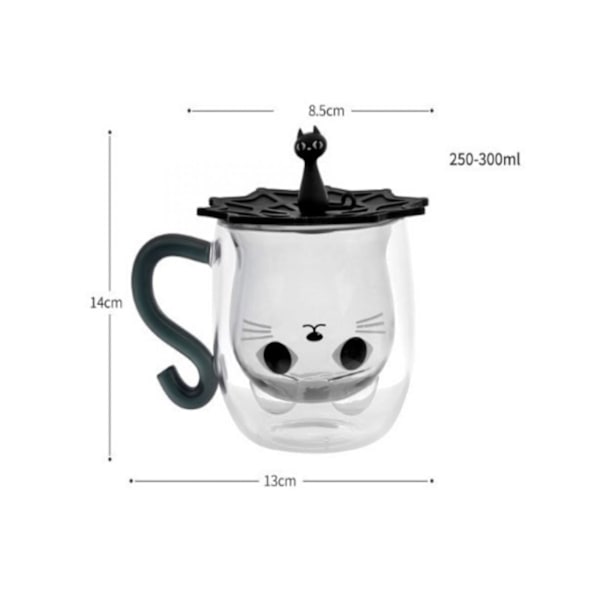 Krus med sort kat Krus med hank Dobbeltvægget kaffekop