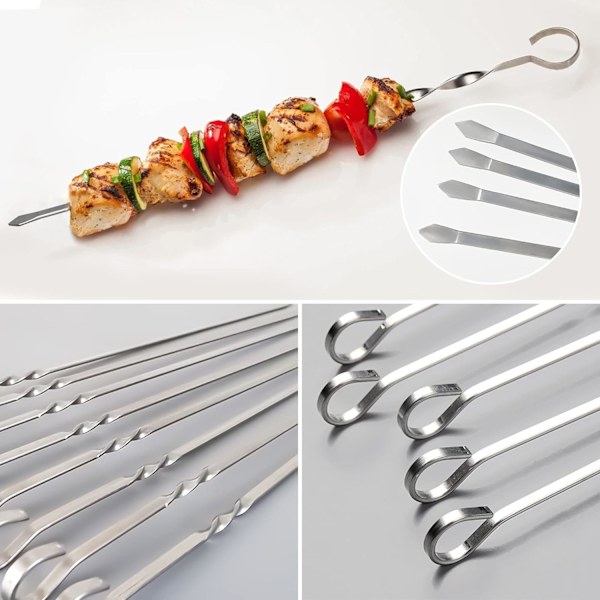 Grillspyd i rustfritt stål Kebabspyd Grillspydsett Gjenbrukbare U-formede Grillspyd 40cm (10 stk)