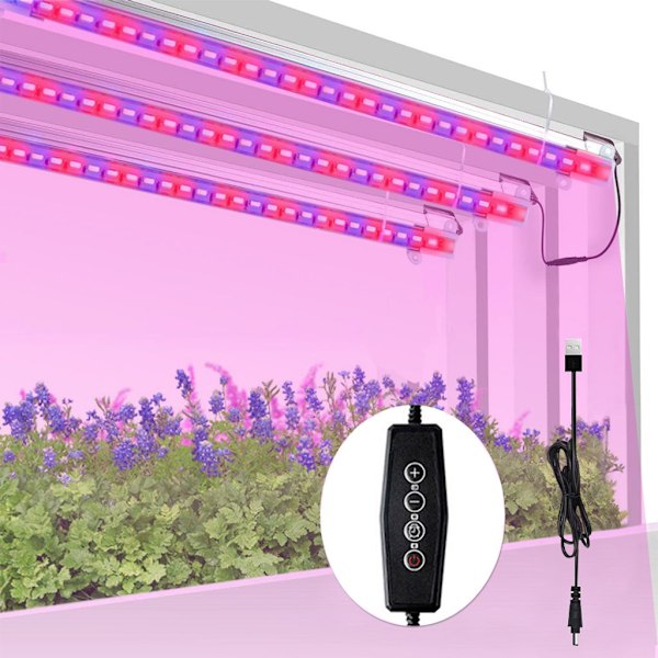60W LED Plantelampe Fullspektrum USB Dimbar Innendørs Plantevekstlampe Plantelys med Timer