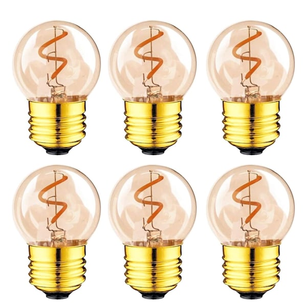 Udskiftningspærer til udendørsbelysning, Mini Globe G40 Filament Lampe E27 LED Edison Pære 2W Varm Hvid 2200K, 6 stk