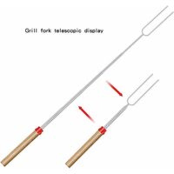 8 Brochettes de Barbecue Acier Inoxydable, 80 cm Fourchette de Barbecue Télescopique Manche Bois Extensible Batons à Rtir pour BBQ Hot Dog fourches