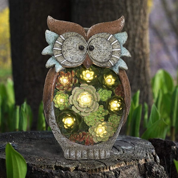 Solcellelampe Snegl Have Dekoration Resin Dyre Statue Solcelledrevet, Lysende Lampe Dyrefigur Udendørs Ornamenter, til Haveindgang Jul Hibou