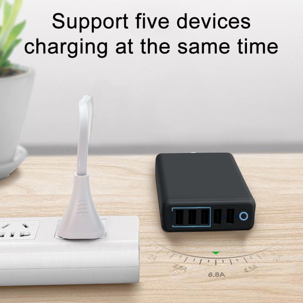 5-Port USB C-laddare  Väggladdare  1-Port PD med Power Delivery för MacBook Air 2018, iPad Pro 2018 och 4 PowerIQ-portar för iPhone 11/11