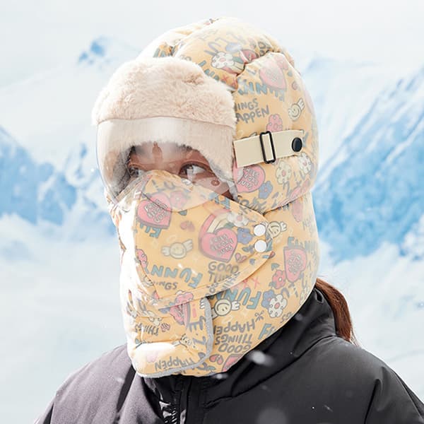 Vinter Vinter Utomhus Ridning Varm och Kall bevis Bomull Mössa Vinter Vindtät Mössa Öronskydd