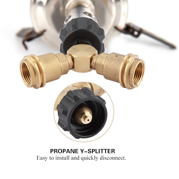 Tank Gas Propane Y-splitter Tee Adapter Connector Valve för Utomhus BBQ Cylinder