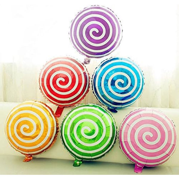 18\" Farverige Slikkepind Balloner Slik Folie Balloner Spiral Mylar Balloner til Festdekoration, Pakke med 24