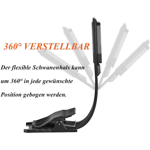 Bogmærke Boglampe, Clip-on Læselamper til Bøger i Sengen, Lysstyrkeniveauer, Blødt Lys Skånsomt for Øjnene, LED læselampe