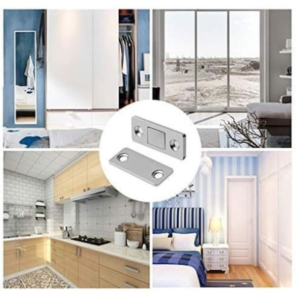 Magnetisk dörrlås, rostfritt stål, silver