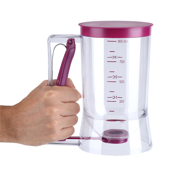900 ml manuell smetdispenser för muffins, pannkakor, våfflor, mätkopp, köksbakningsverktyg, lila