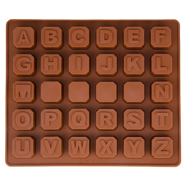 Silikoneform med bogstaver alfabet, pralineform, chokoladeform, støbeform, isterningeform, beton, fondant, bageform, kagedekorationer