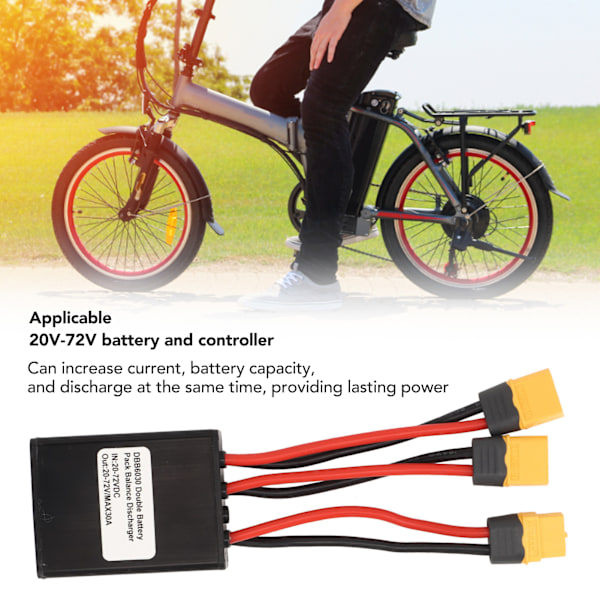 Elektrisk Cykel Dobbelt Batteri Afladningskonverter Dobbelt Batteri Parallel Modul Adapter 20V‑72V 30A