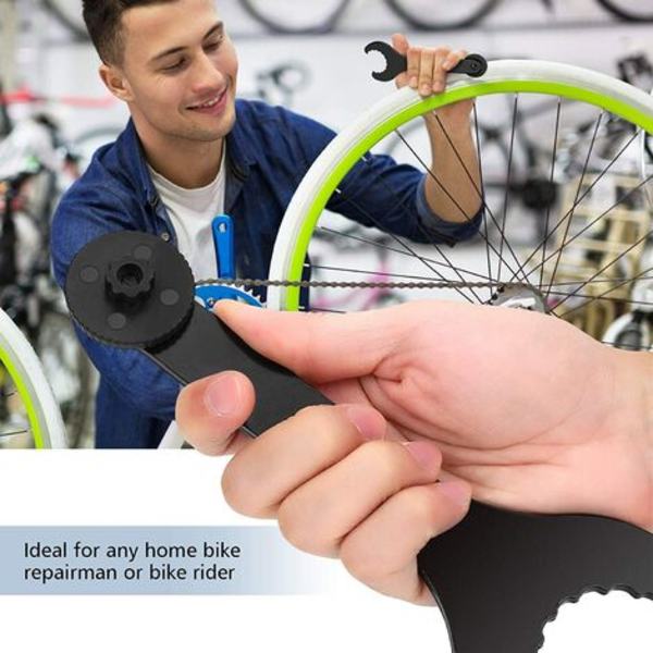 Ét-delt central aksel nøgle til cykel - sort